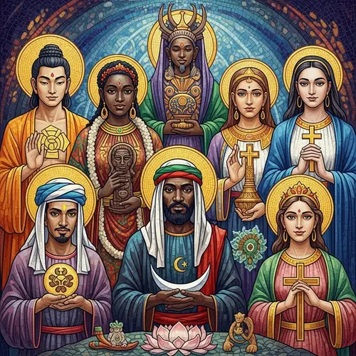 Universal Harmony: Religious Deities Mosaic Art