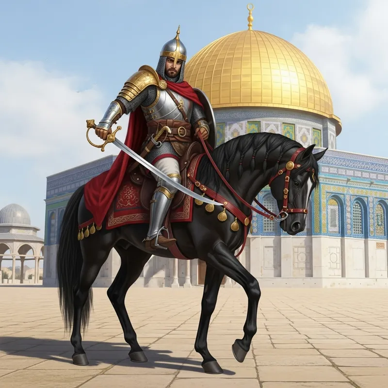 Arab Knight Saladin Riding in Jerusalem