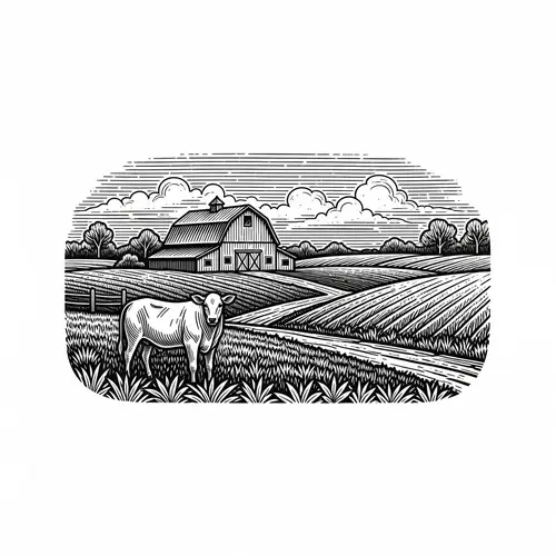 Vintage Farm Landscape T-Shirt Design