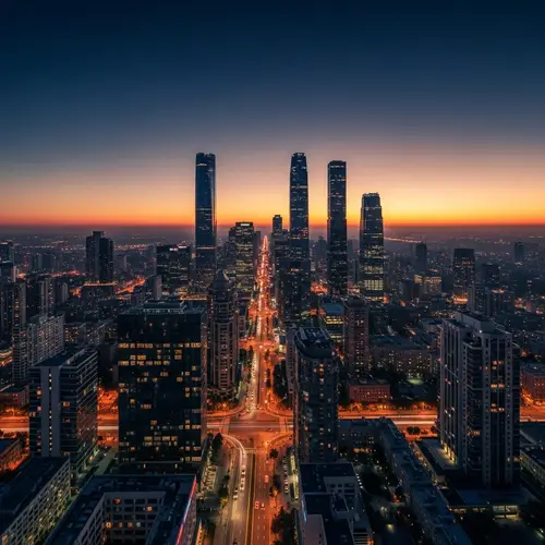 Breathtaking Panoramic View of a City at Dawn