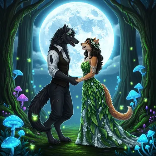 Whimsical Werewolf Wedding Portrait | Fantasy-Inspired Art