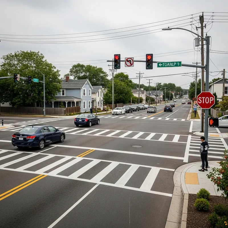 Urban Road Intersection with Safety Features