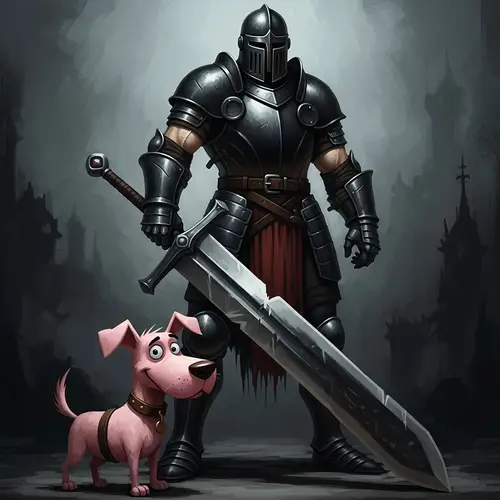 Brave Pink Dog and Dark Fantasy Art Inspired Imagery