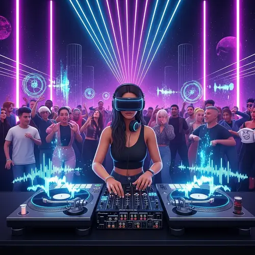 South-Asian Female DJ in the Metaverse - Virtual Reality Performance
