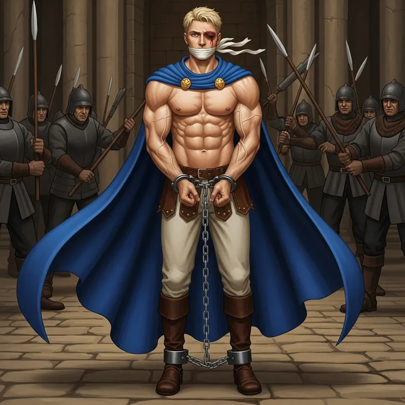 Muscular Captured Prince: Symbol of Strength and Vulnerability