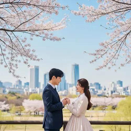 Romantic South Korean Husband and Wife | Seoul Park Scene