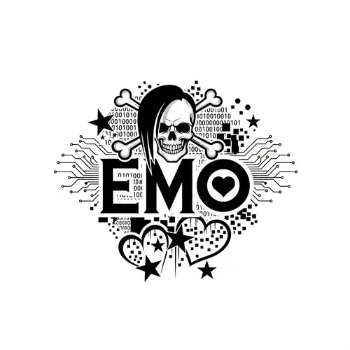 EMO Clan Logo: Emo Style, Black & White Cyber Team Design