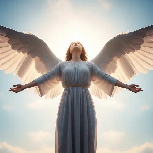 Angelic Figure with Feathered Wings: Embodiment of Peace and Hope