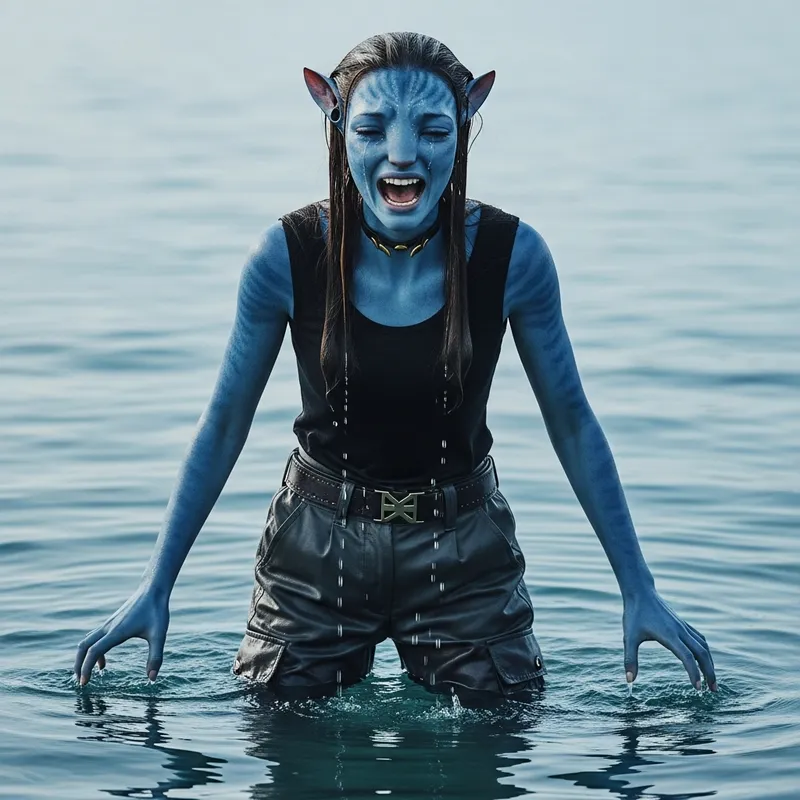 Emotional Distress of Teenage Na'vi in Water, Movie Avatar Scene