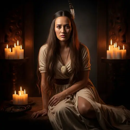Emotive New Zealand Maori Maiden in Iconic Portrait