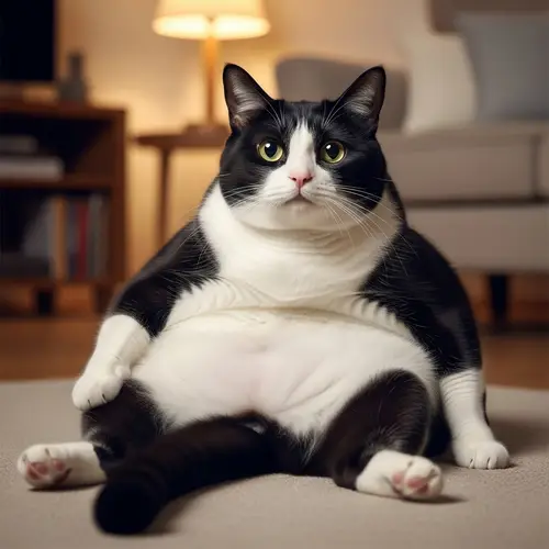 Chubby Black and White Cat | Cozy Room Setting