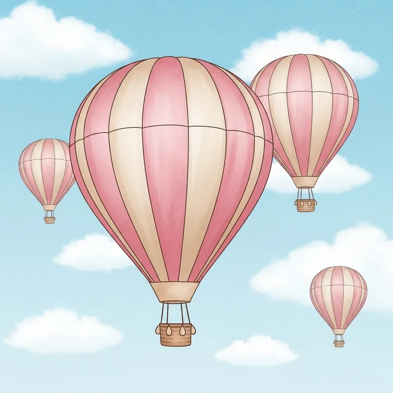 Watercolor Pink & Beige Striped Hot Air Balloons Watercolor Pink & Beige Striped Hot Air Balloons