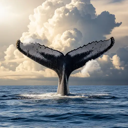 Whale Tail Diving into Magical Sky | Unique Aquatic vs. Heavenly Contrast