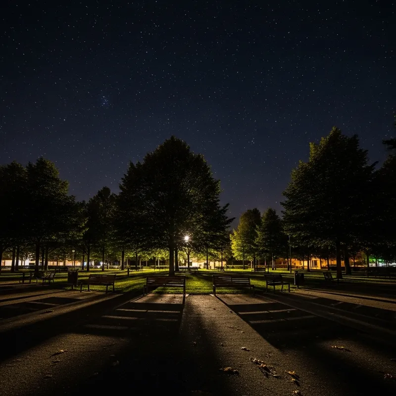 Starlight Serenity in a Dark Night Park