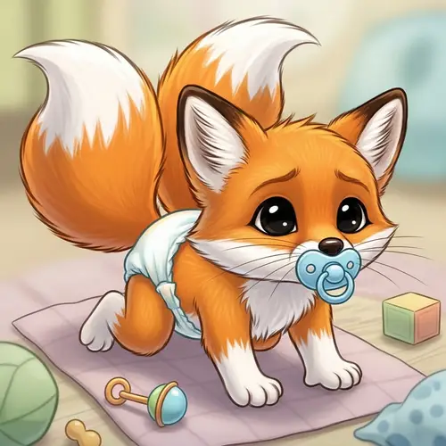 Cute Two-Tailed Fox Newborn Illustration