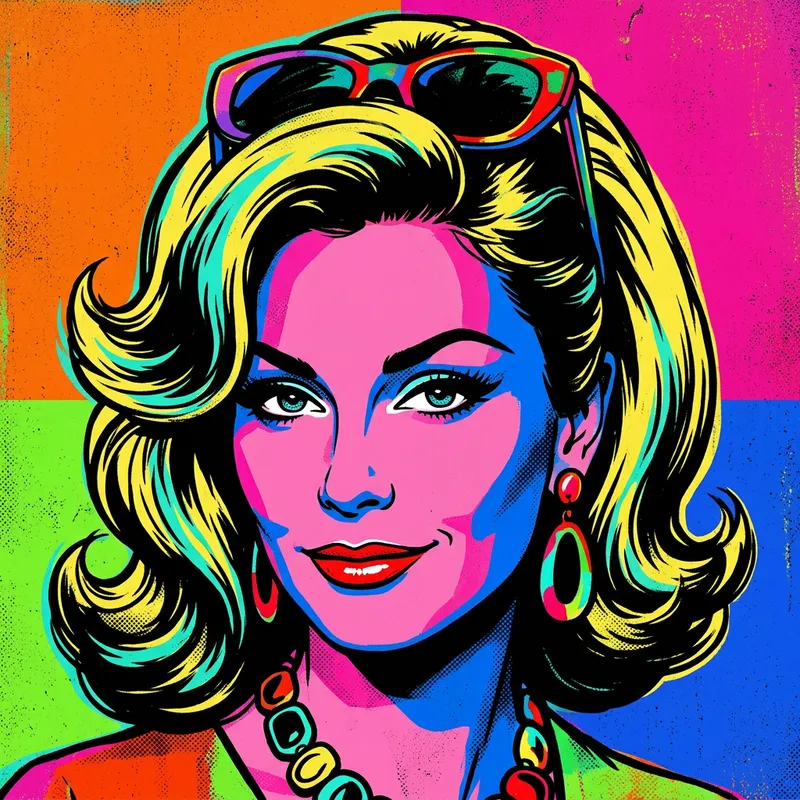 Vibrant Pop Art Icon Portrait Inspired by Warhol Vibrant Pop Art Icon Portrait Inspired by Warhol