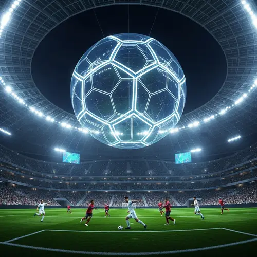 Futuristic Soccer Stadium with 50 ft Transparent Glass Ball