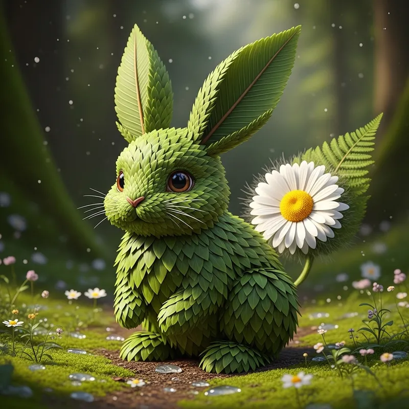 Florabbit - Small Pokémon with Leaf Ears and Flower-Like Tail