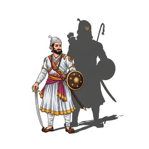 Historic Indian Warrior King: Shivaji Maharaj with Shadow of Lord Rama