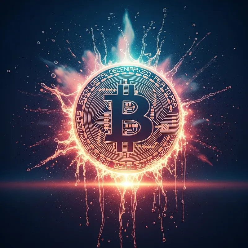Vibrant Bitcoin Explosion Artwork | Dynamic Crypto Image Vibrant Bitcoin Explosion Artwork | Dynamic Crypto Image