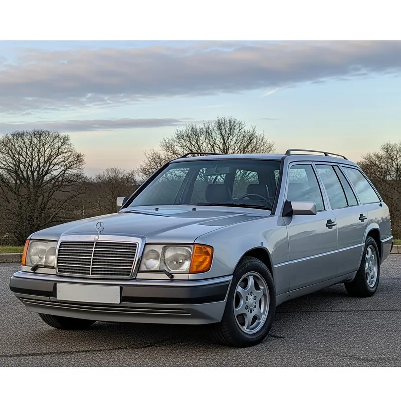 Classic Mercedes W124 Wagon in Scenic Setting Classic Mercedes W124 Wagon in Scenic Setting