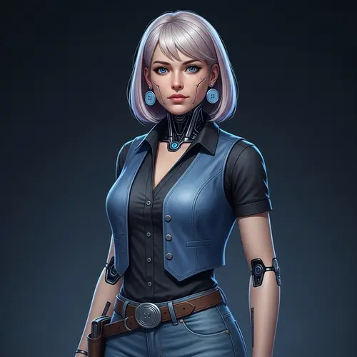 Futuristic Female Android with Pale Blonde Hair