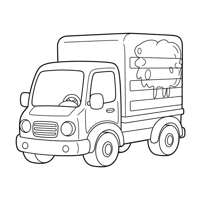 Cute Line-Art Truck for Kids to Color