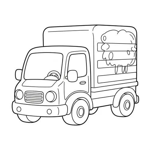 Cute Line-Art Truck for Kids to Color