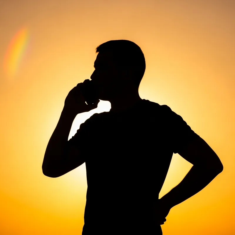 Silhouette of a Person on Phone Call with Friend