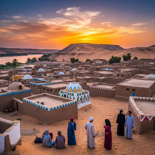 Nubian Architecture in Sunset - Enchanting Village by Nile