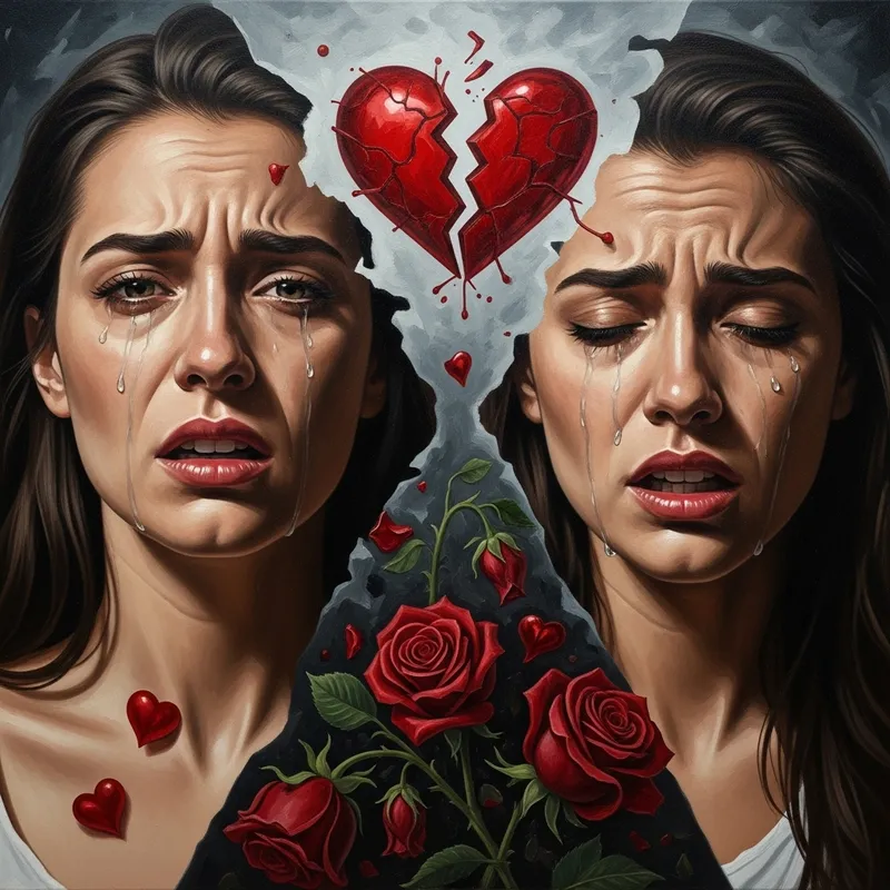 Portraying the Heartbreak of Two Souls in Love - Emotional Oil Painting Portraying the Heartbreak of Two Souls in Love - Emotional Oil Painting