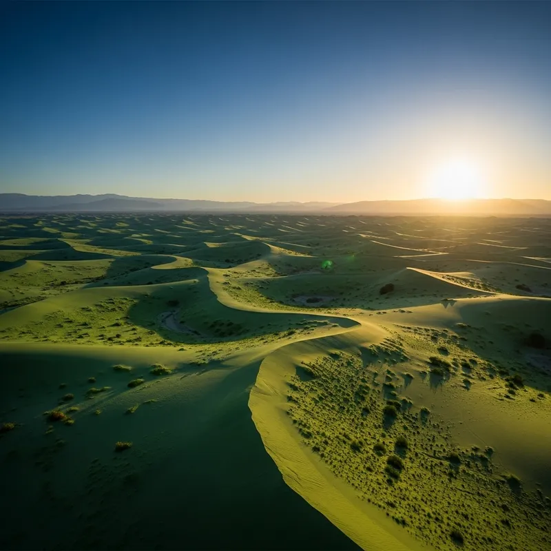 Vivid Green Desert Oasis at Sunrise | Stunning View