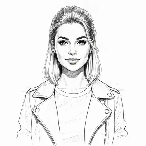 Confident Trendy Young Adult Female Caucasian Portrait Sketch