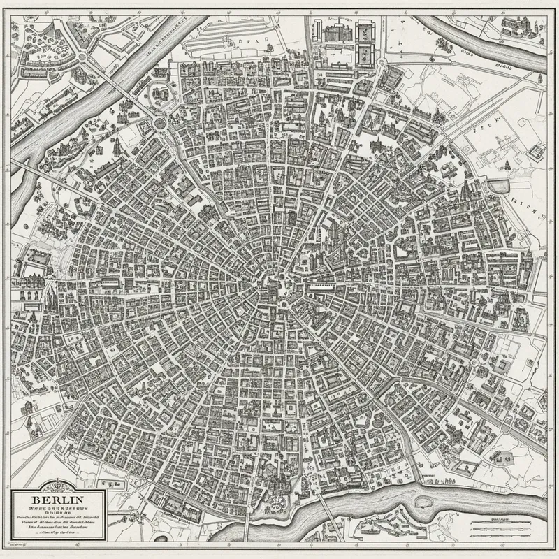 Detailed Black and White Map of Berlin | Precise Representation