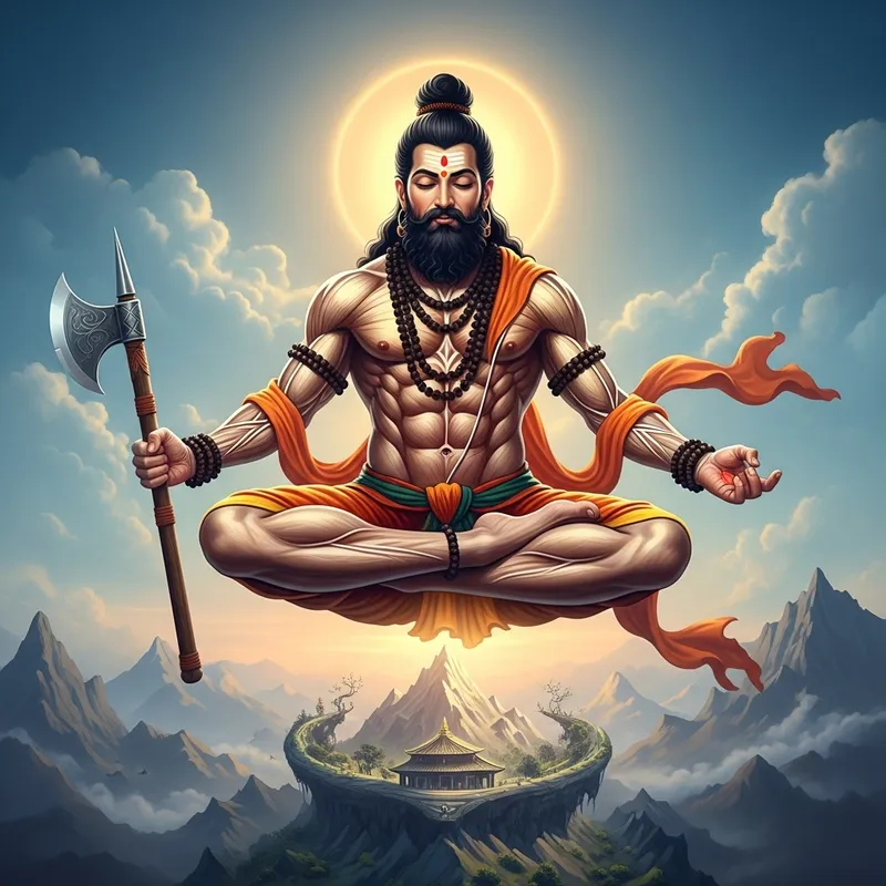 Athletic Spiritual Indian Levitating with Wisdom on a Mountain