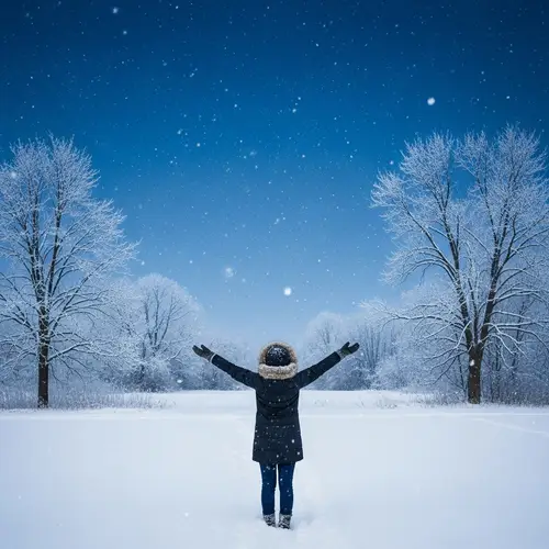 Serene Winter Wonderland Scene | Peace and Beauty in Snowy Night
