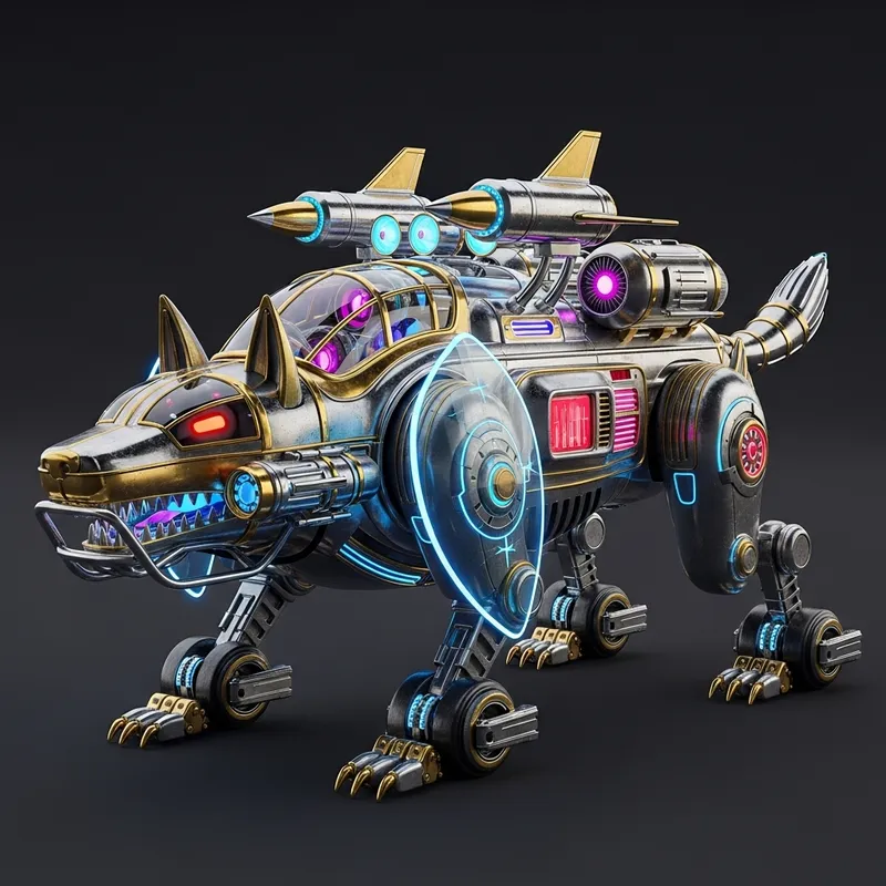 Robotic Wolf: Retro-Futuristic Offroad Creature Design