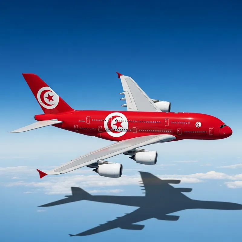 Airbus A380 with Tunisian Flag Soaring High Airbus A380 with Tunisian Flag Soaring High