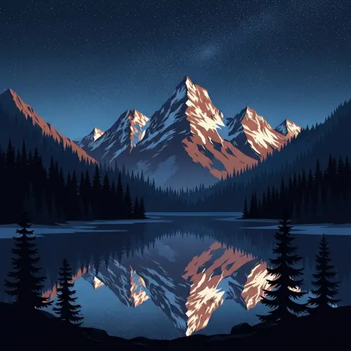 Enchanting Mountain View with Starlit Sky and Serene Lake