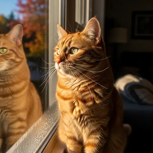 Ginger Cat Staring Out of Window