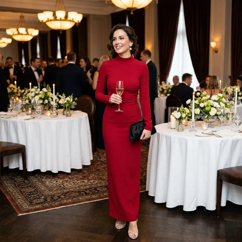 Luxury Gala Dinner in Chic Red Evening Dress Luxury Gala Dinner in Chic Red Evening Dress