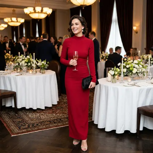 Luxury Gala Dinner in Chic Red Evening Dress