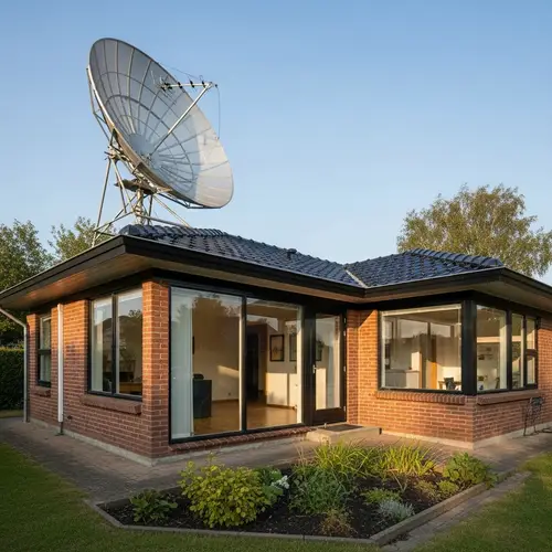 Unique House with Parabolic Antenna and Garden View