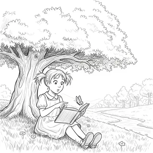 Young Girl Enjoying Nature's Wonders | Sketch Art