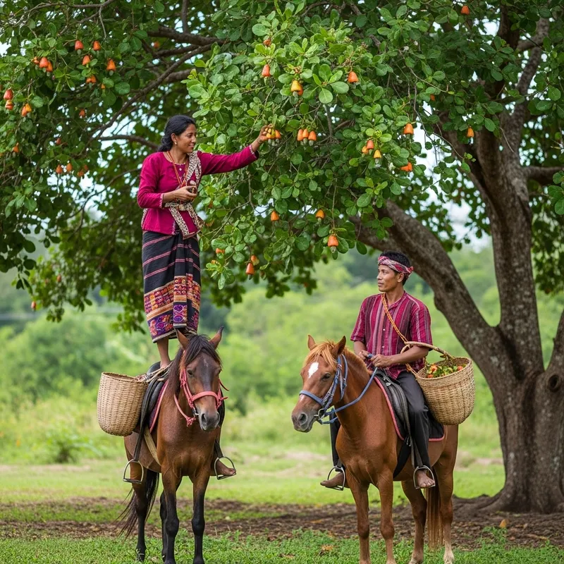 Traditional Cashew Nut Harvesting in Sumba Island, Indonesia