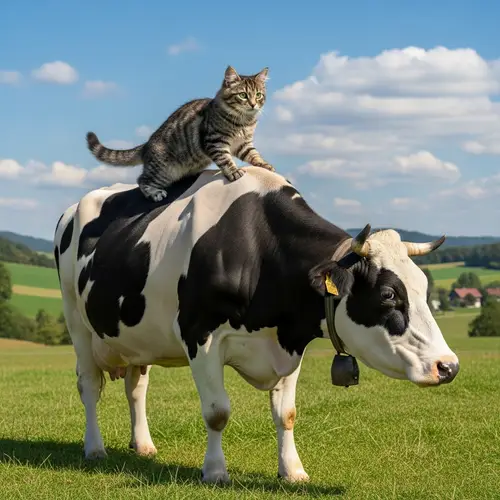 Cat Riding a Cow – Fun Animal Moments