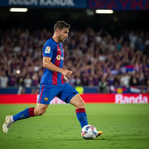 Athletic Soccer Player Leading Ball with Agility and Speed