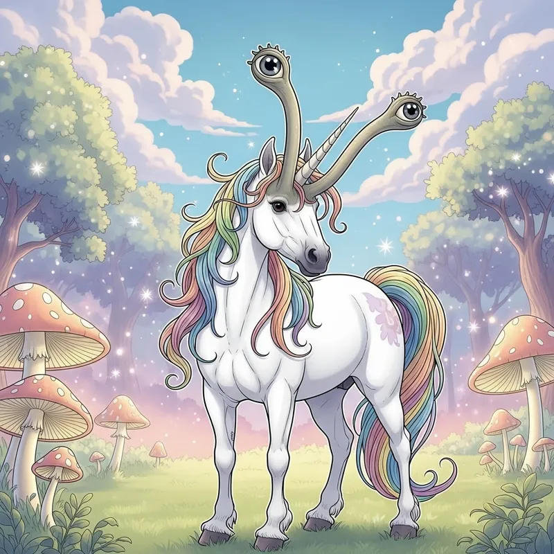 Magical Unicorn with Slug-Like Eyes