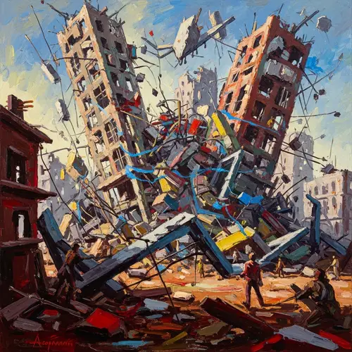 Spontaneous & Dynamic Earthquake Aftermath Art