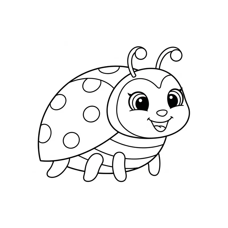Cute and Friendly Ladybug Coloring Page for 1-Year-Olds